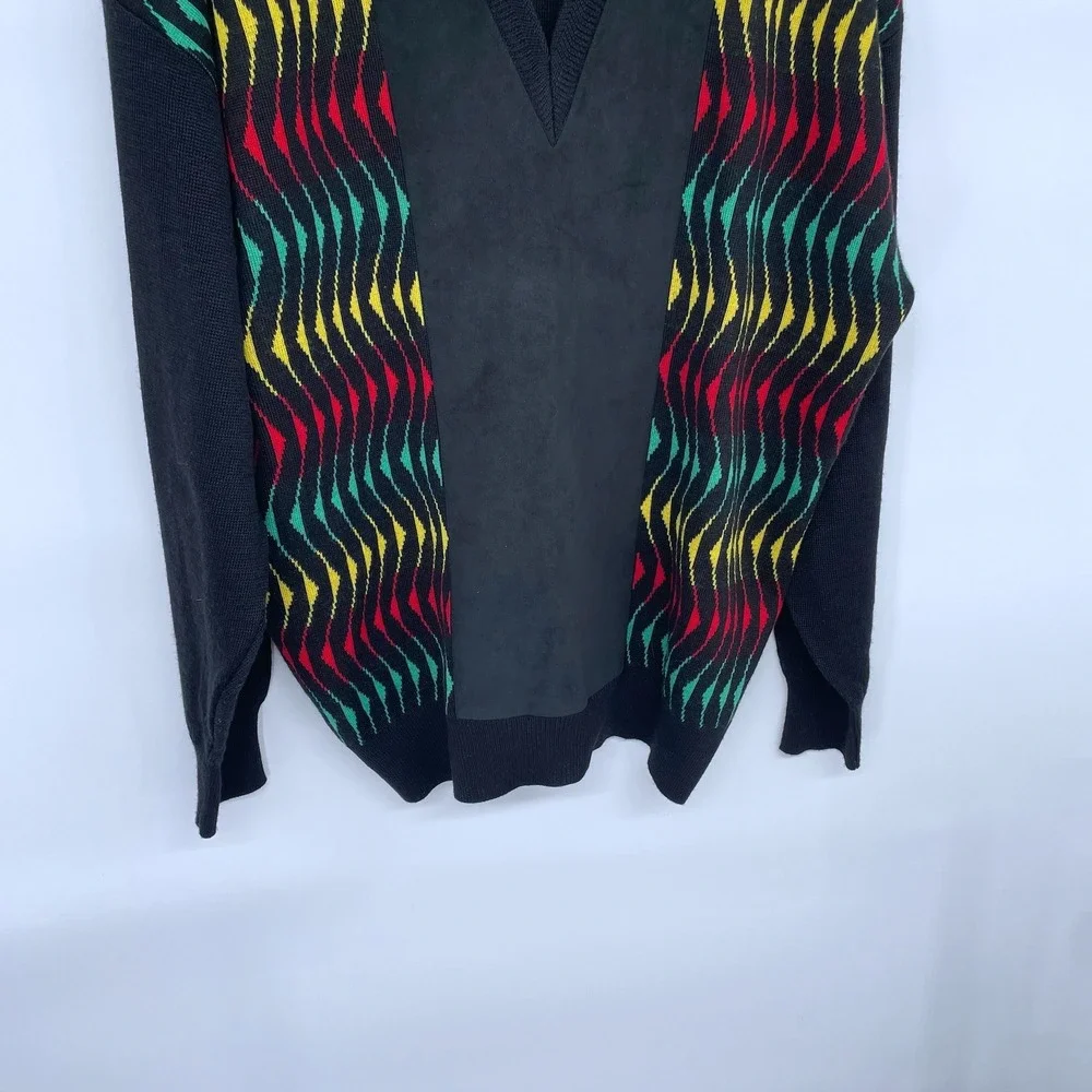 Vintage Tuscan Mens V Neck Sweater Colorful Squiggly Pattern Made in Italy‎ XL